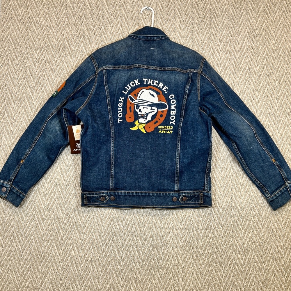 Ariat x Sendero Jacket Mens Medium Blue Drake Trucker Denim Biker
